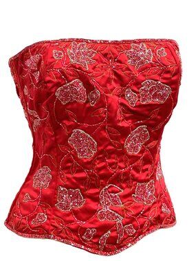 JASDEE VintageBustierCorset HandWork ThreadEmbroideryBeading onSatin Style F3153